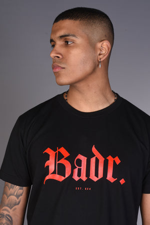 BADR T Shirt- Black with Red Print